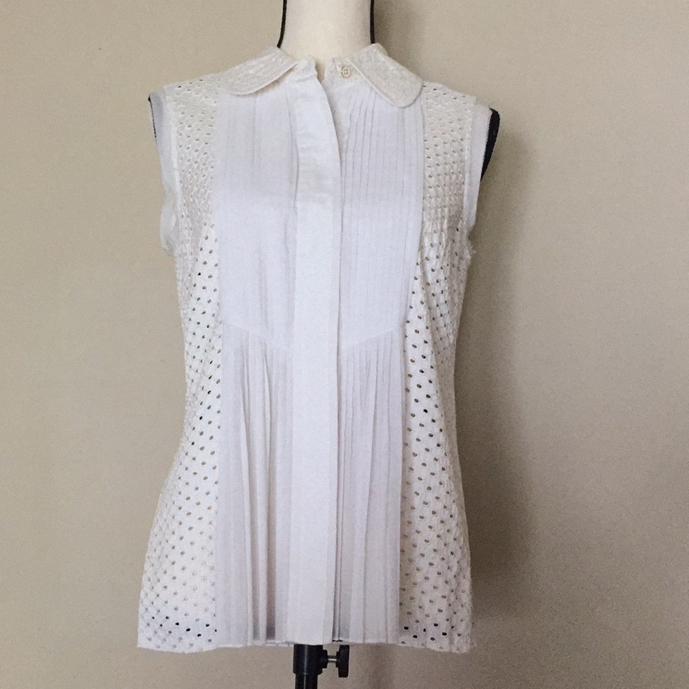 Tory Burch Sleeveless Collared Button Down